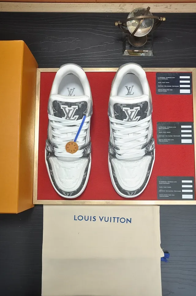 Louis Vuitton LV Trainer Gray White Monogram Canvas Layered Midsole Lifestyle Sneakers 5