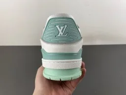 Louis Vuitton LV Trainer Verde Branco Sola Média Multicamadas Malha Perfurada Superior Tênis Lifestyle 4