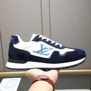 Louis Vuitton LV Trainer Navy White Dois Tons Suede E Couro Construção De Painel Lifestyle Sneakers