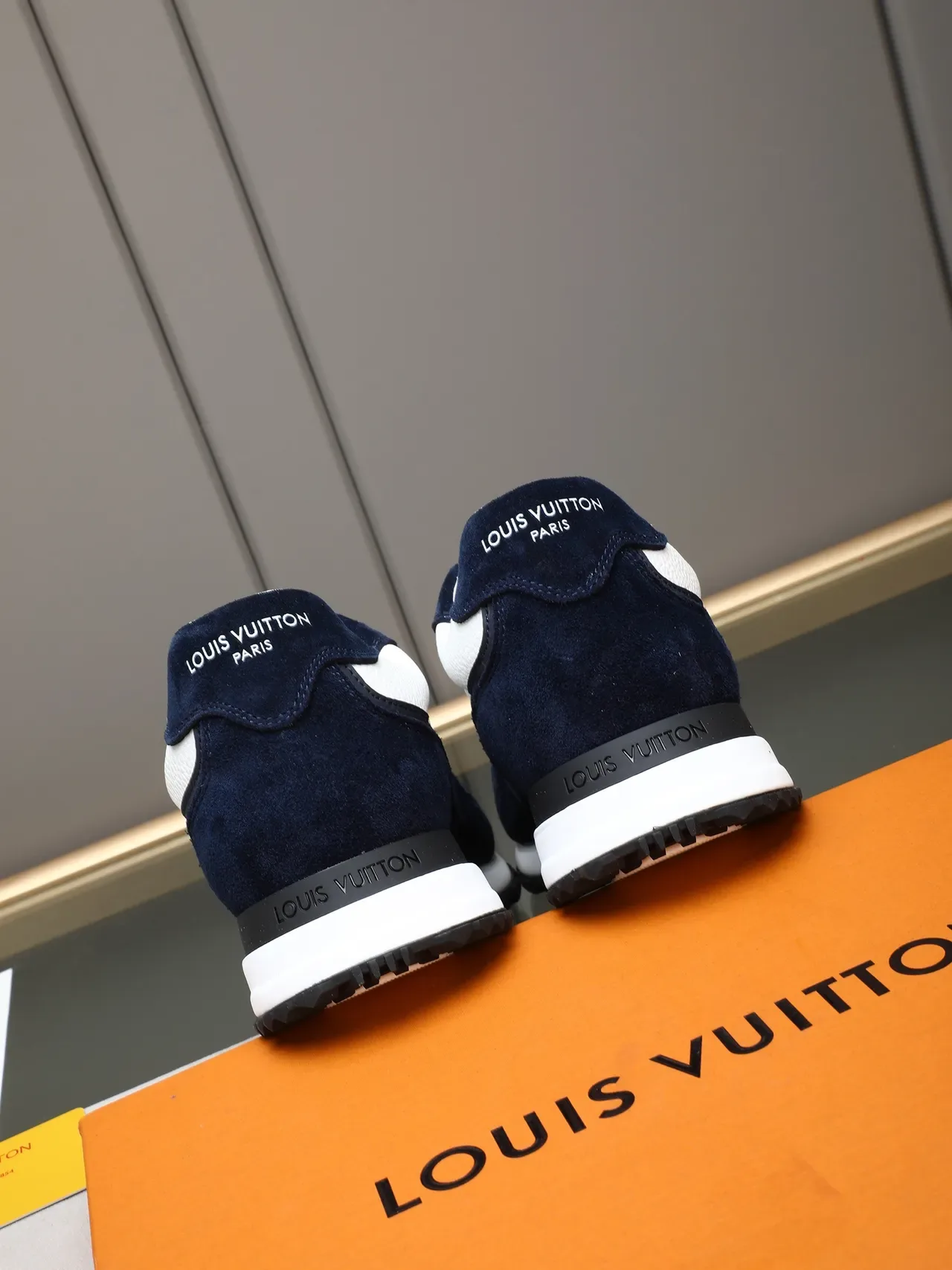 Louis Vuitton LV Trainer Navy White Two-Tone Suede And Leather Panel Construction Lifestyle Sneakers 3