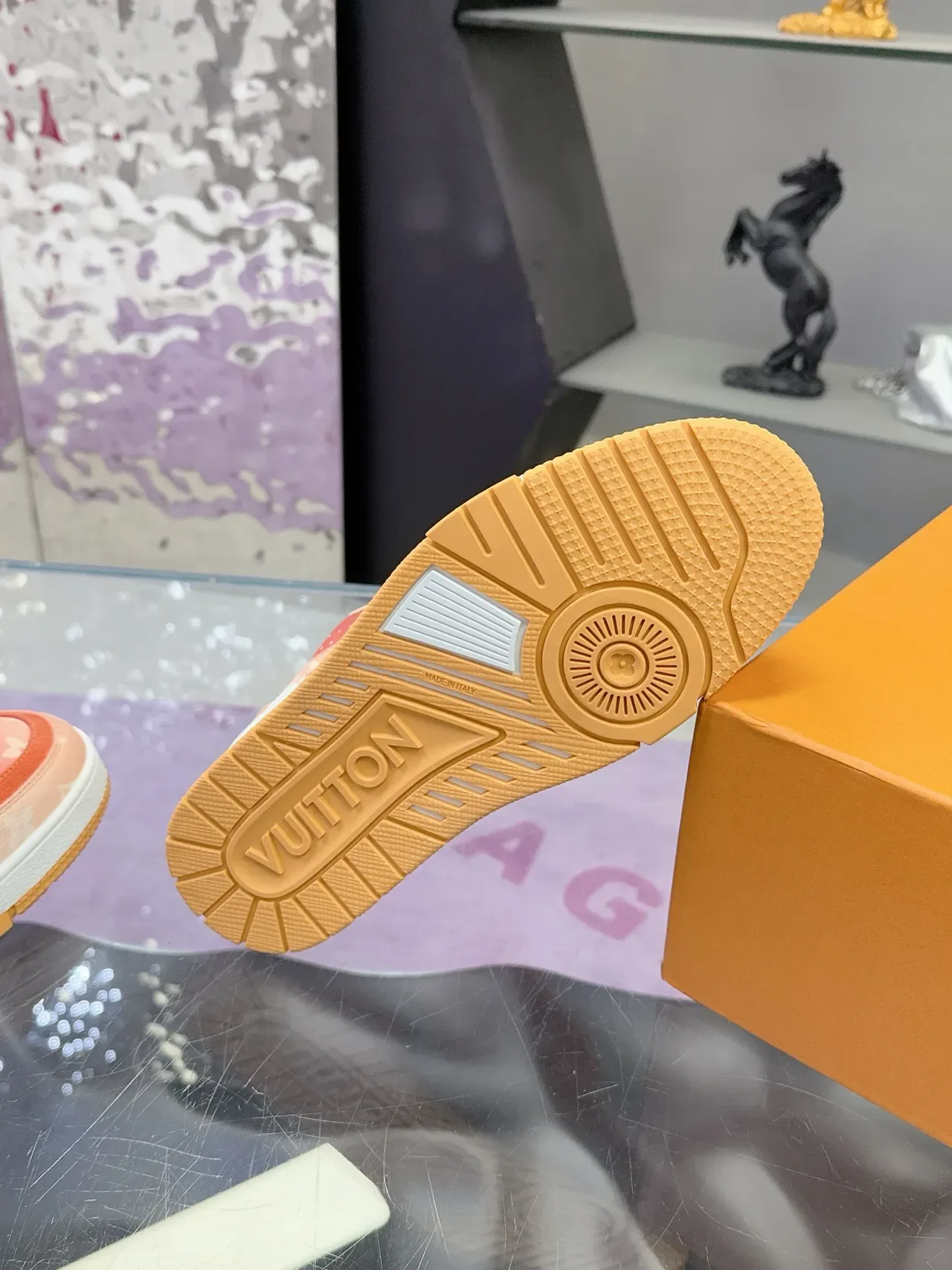 Louis Vuitton LV Trainer Pink Orange Monogram Canvas Layered Upper Lifestyle Sneakers 2