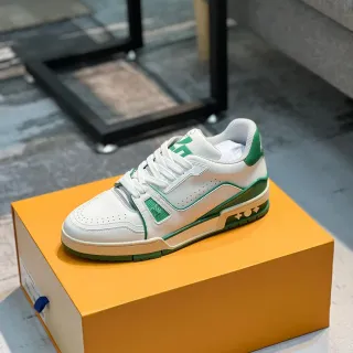 Louis Vuitton LV Trainer Zapatillas estilo de vida blancas y verdes