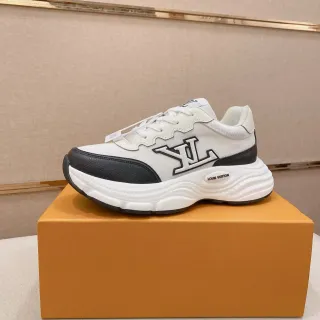 Louis Vuitton LV Trainer White Black Sole Monogrammed Side Chunky Sneakers