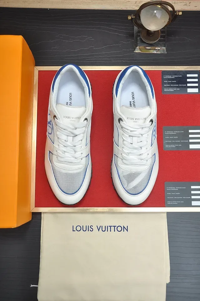 Louis Vuitton LV Trainer White Blue Leather And Mesh Upper Monogram Window Lifestyle Sneakers 2
