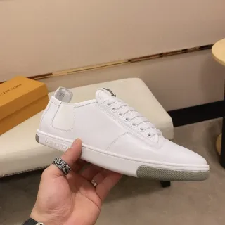 Louis Vuitton LV Trainer Blancos y Grises de Cuero Low-Top Lifestyle Sneakers