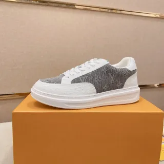 Louis Vuitton LV Entrenadores Lifestyle Blancos y Grises Low-Top con Suela de Plataforma