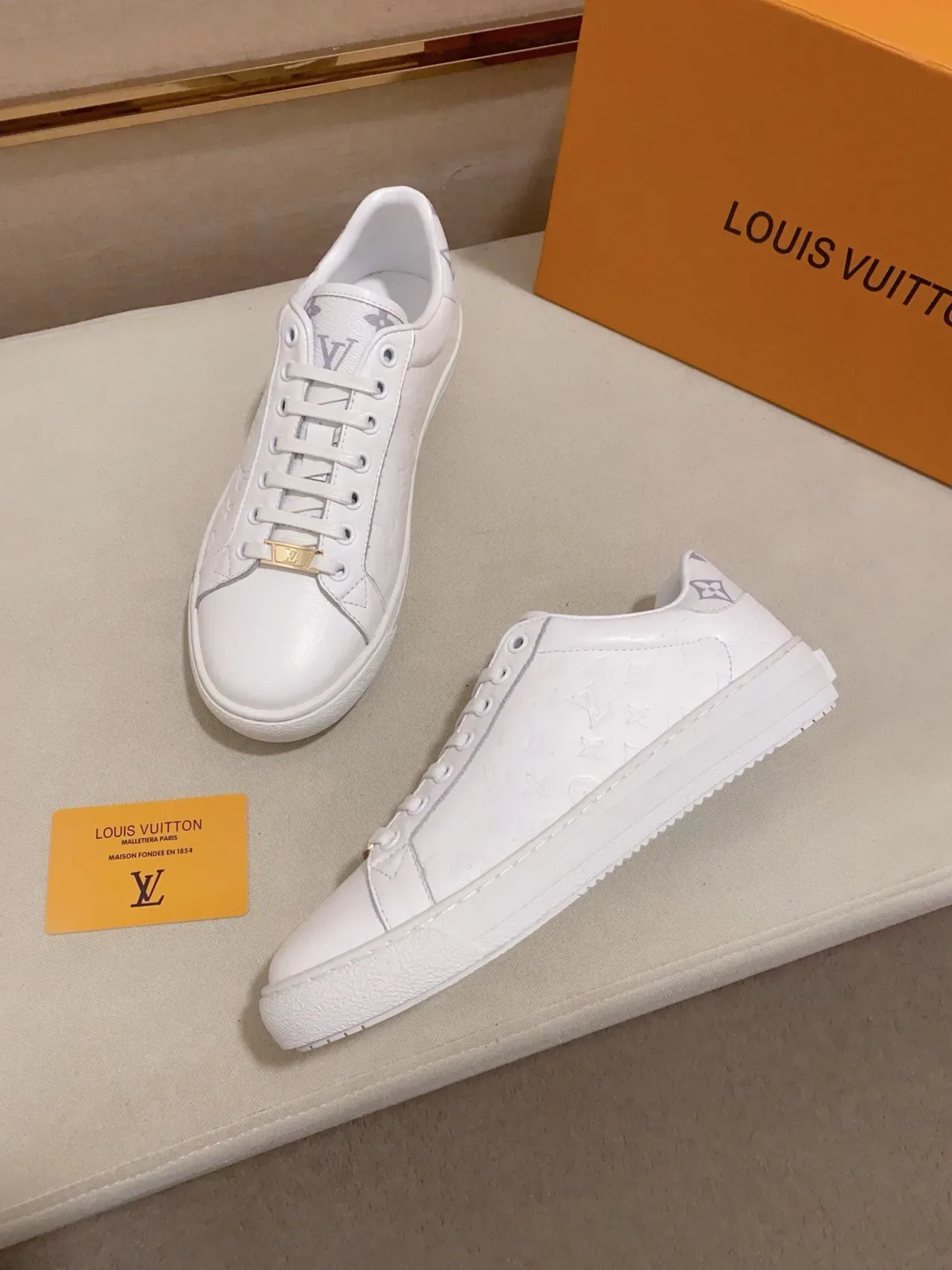 Louis Vuitton LV Trainer White Monogram-Embossed Leather Low-Top Lifestyle Sneakers 6