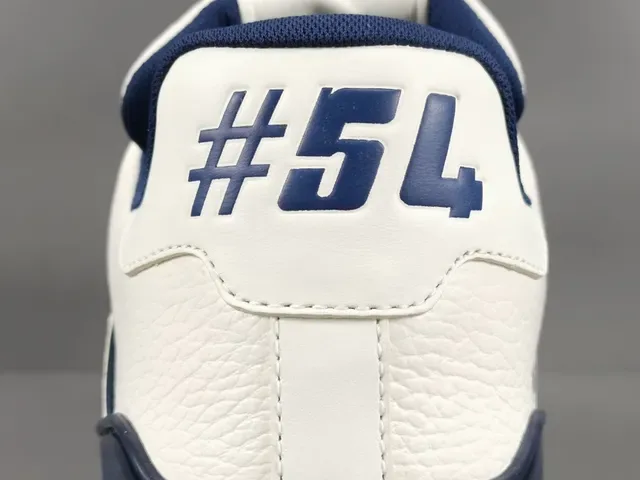 Louis Vuitton LV Trainer Branco Marinho Couro Superior Detalhe Assinatura Cursiva Tênis Lifestyle 6