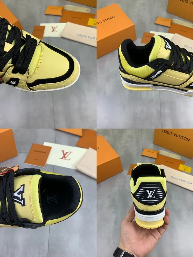 Louis Vuitton LV Trainer হলুদ কালো মোনোগ্রাম-এমবসড চামড়া ডুয়াল-টোন লেয়ার্ড সোল লাইফস্টাইল স্নিকার 2