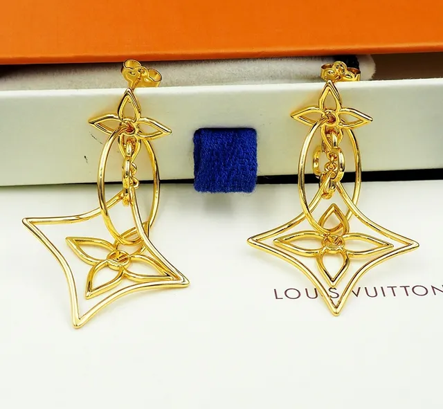 Louis Vuitton LV Twiggy boucles d'oreilles pendantes dorées ajourées florales 2