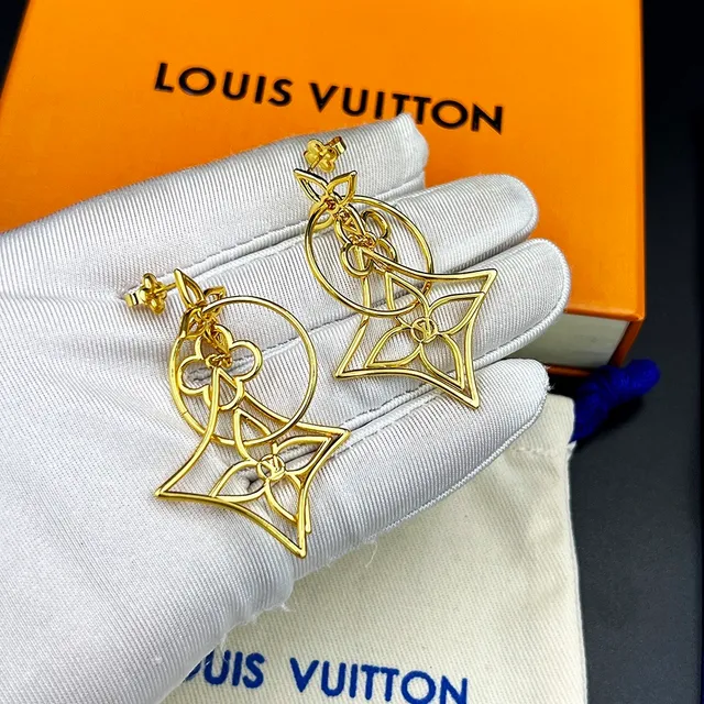 Louis Vuitton LV Twiggy boucles d'oreilles pendantes dorées ajourées florales 3