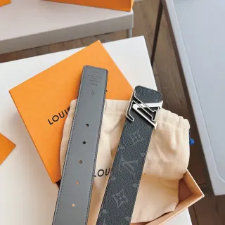 路易威登 LV Twist Belt 深灰色 印花 涂层帆布 皮革腰带