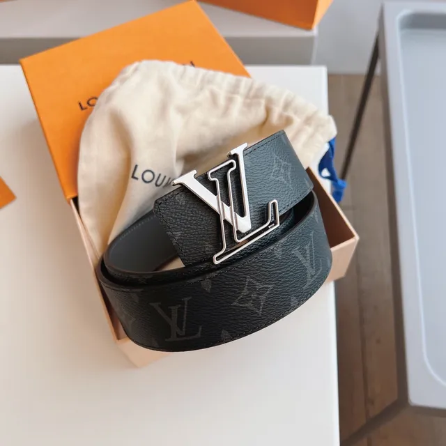 Louis Vuitton LV Twist Belt Cinza Escuro monograma tela revestida cinto de couro 3
