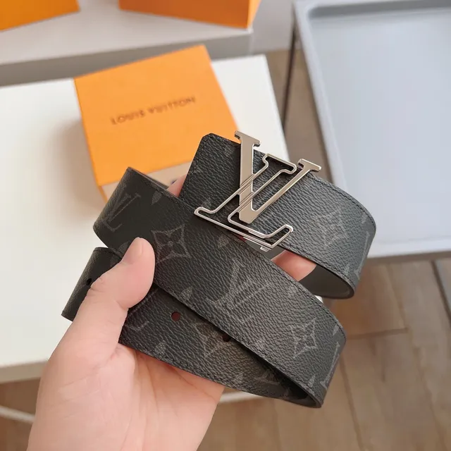 Louis Vuitton LV Twist Belt Cinza Escuro monograma tela revestida cinto de couro 9