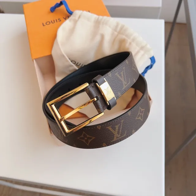 Louis Vuitton Monogram Canvas Belt Brown Black Reversible Leather Belt 2