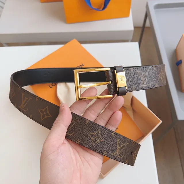 Louis Vuitton Monogram Canvas Belt Brown Black Reversible Leather Belt 3