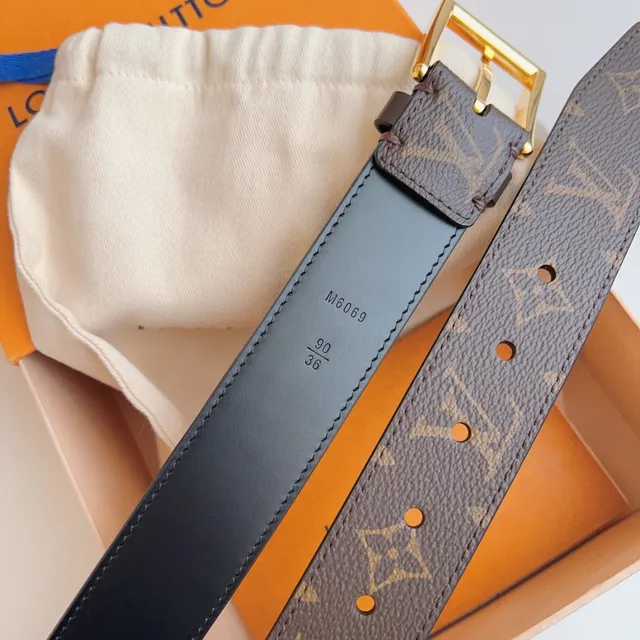 Louis Vuitton Monogram Canvas Belt Brown Black Reversible Leather Belt 5