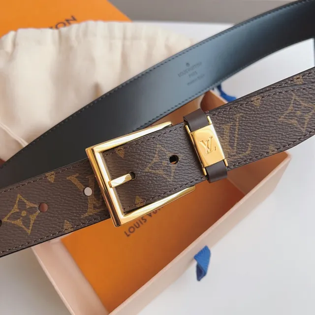 Louis Vuitton Monogram Canvas Belt Brown Black Reversible Leather Belt 6