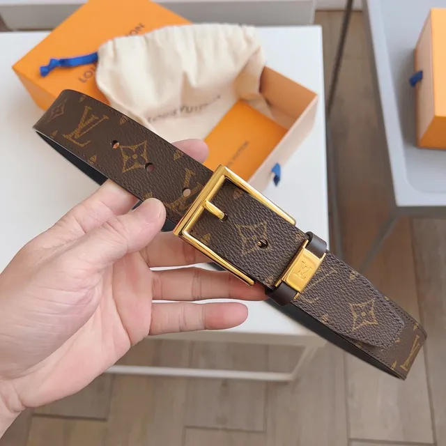Louis Vuitton Monogram Canvas Belt Brown Black Reversible Leather Belt 7