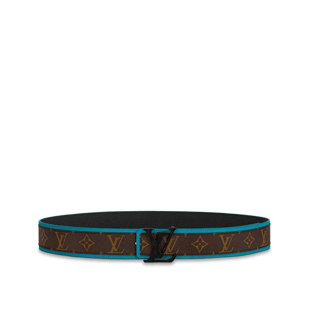 Louis Vuitton Monogram Courroie en Toile Marron Bleu Turquoise Bordure Renforcée Courroie en Cuir 2