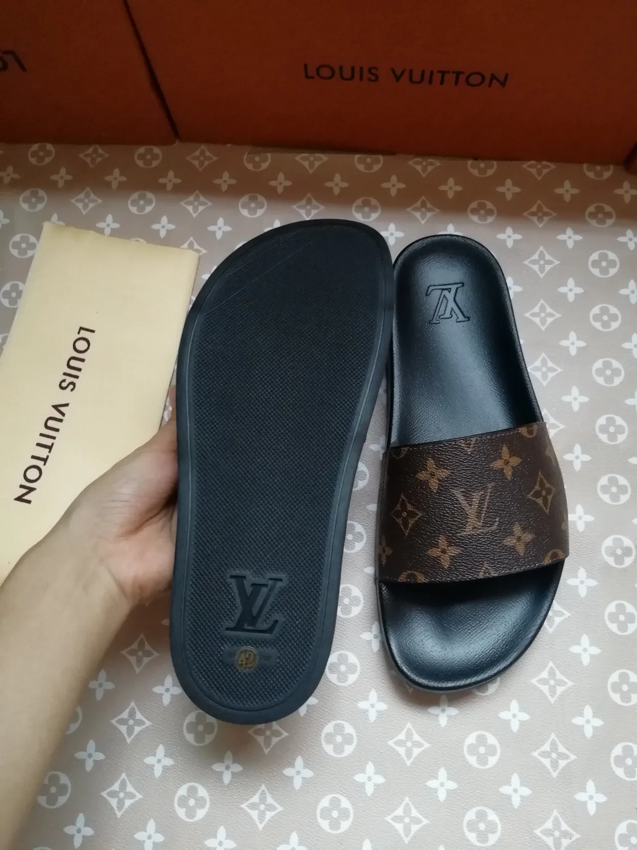 Louis Vuitton Monogram Canvas Black Slide Slippers 2