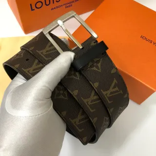 Louis Vuitton Monogram कैनवास भूरी चमड़े की बेल्ट