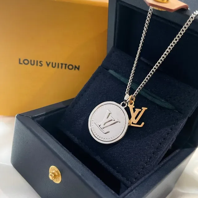 Louis Vuitton Monogram Coin Dual-Charm Silver Necklace 2