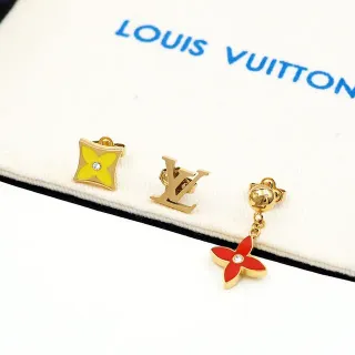 Louis Vuitton Monogram زهور إي مال وكريستال أقراط