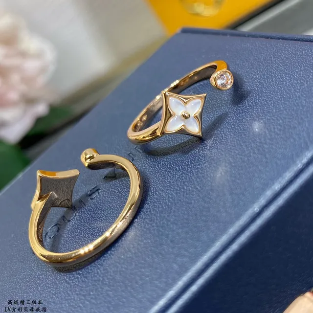 Louis Vuitton Monogram Flower 金色调 珍珠母贝 镶嵌 戒指 2