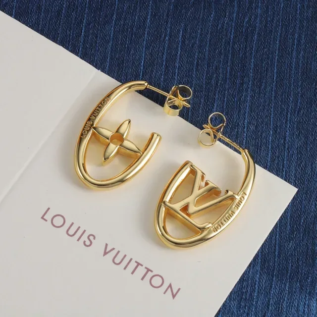 Louis Vuitton Monogram Flower Hoop Gold Silver Open Earrings 4