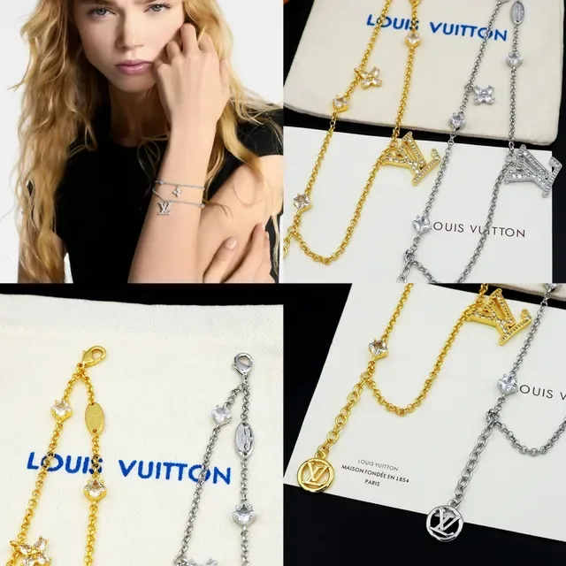 Pulseira de corrente dupla Louis Vuitton Monogram Icons Crystal-Embellished 4