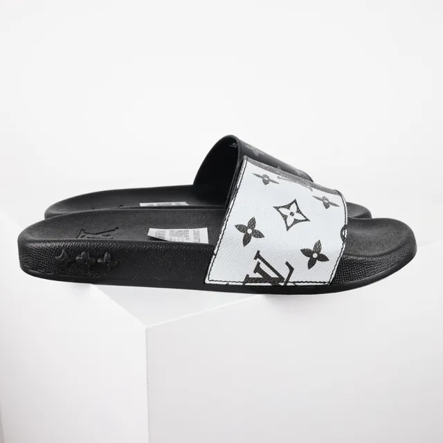 Louis Vuitton Monogram Print Black and White Slide Slippers 3
