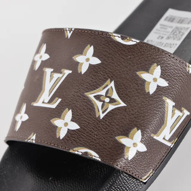 Louis Vuitton Monogram Print Brown and Black Slide Slippers 6