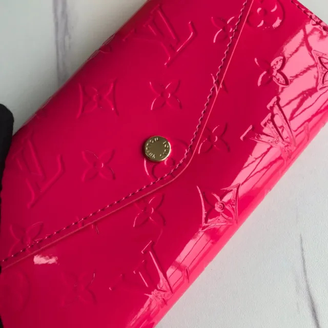 Louis Vuitton Monogram Vernis काला लंबा बटुआ 6