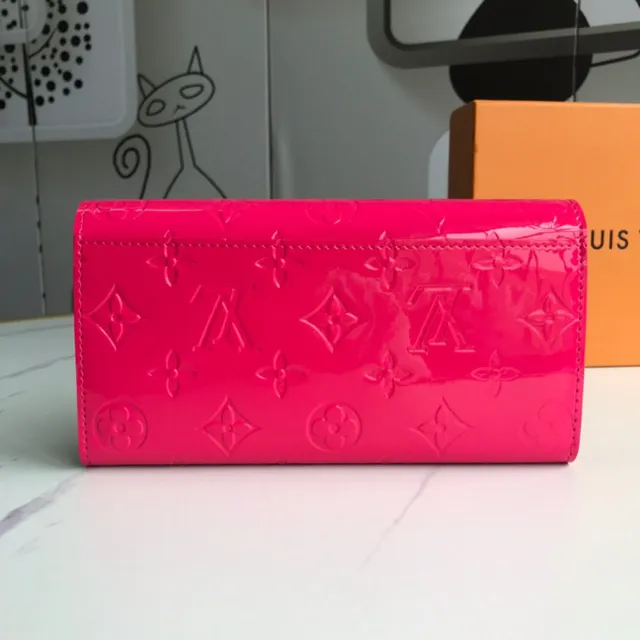 Louis Vuitton Monogram Vernis काला लंबा बटुआ 8