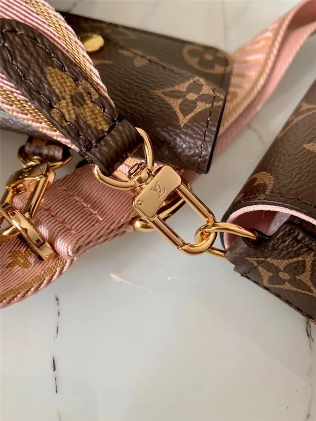 Louis Vuitton Multi Pochette Accessoires भूरा आर्मी ग्रीन Monogram Canvas पलटा बंद मेसेंजर बैग 5