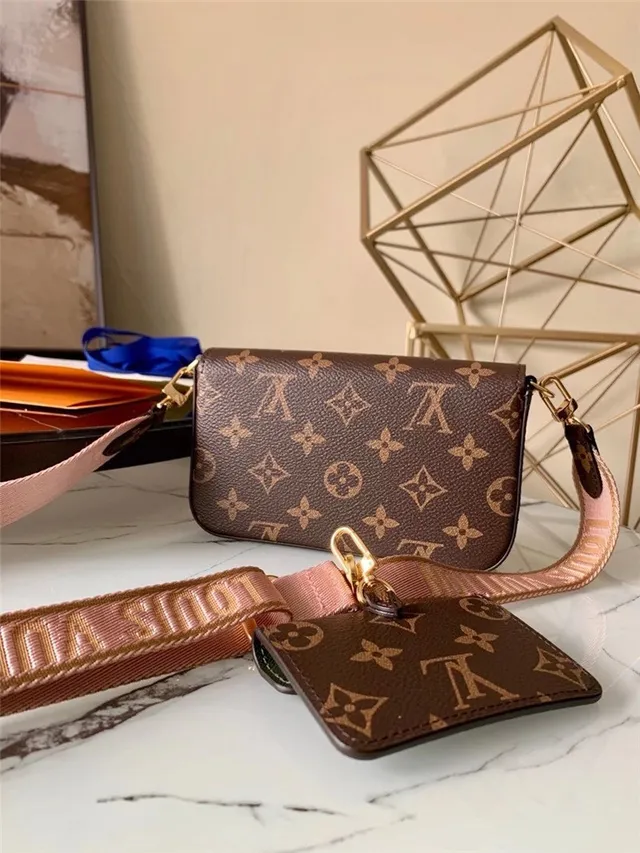 Louis Vuitton Multi Pochette Accessoires भूरा आर्मी ग्रीन Monogram Canvas पलटा बंद मेसेंजर बैग 8