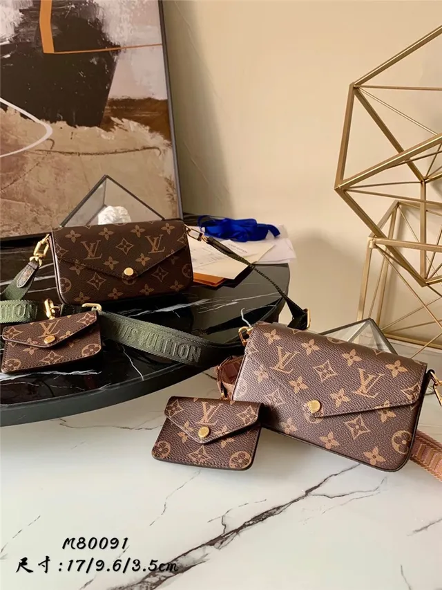 Louis Vuitton Multi Pochette Accessoires भूरा आर्मी ग्रीन Monogram Canvas पलटा बंद मेसेंजर बैग 20