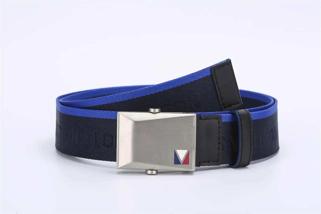 Louis Vuitton Cinto de Lona com Faixa de Nylon Tricô em Azul Marinho e Piping Contrastante 5