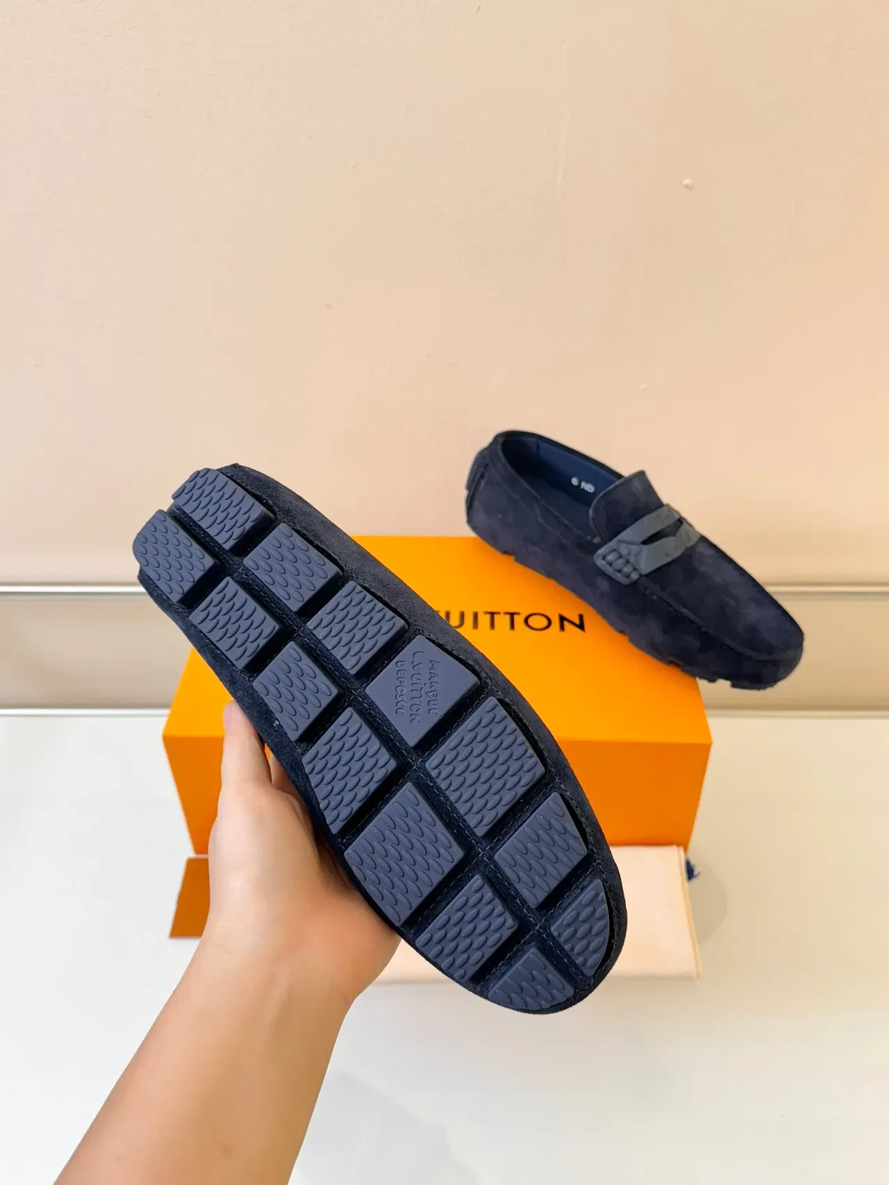 Louis Vuitton Loafer Ante Navy Gray Sangle Métallique LV 5