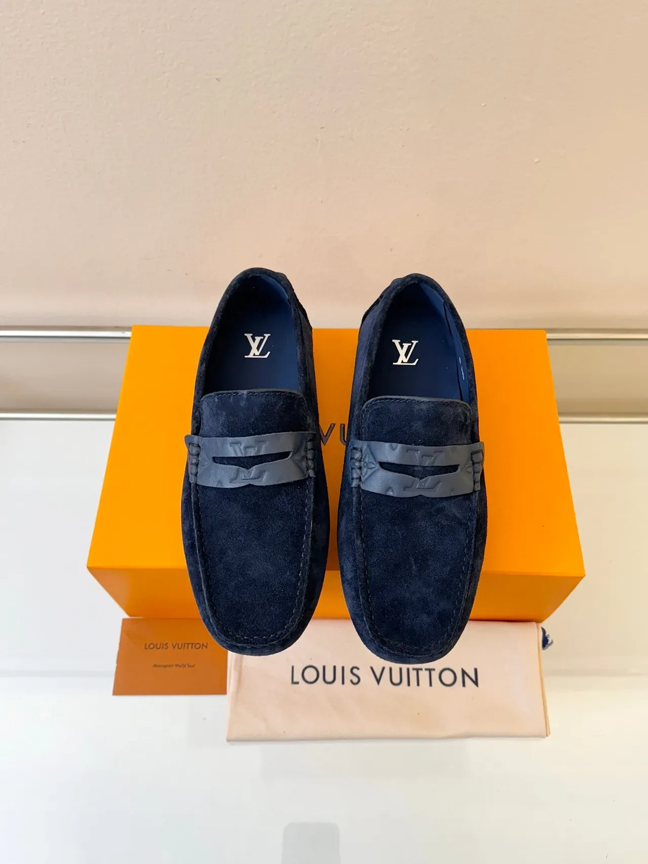 Louis Vuitton Loafer Ante Navy Gray Sangle Métallique LV 6