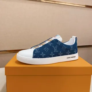 Louis Vuitton Zapatillas Navy White Slip-On Denim Upper Lifestyle