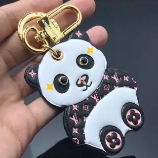 Louis Vuitton Encanto Panda Branco Preto Silhueta Impressao Monograma Couro Bolsa Bandoleira