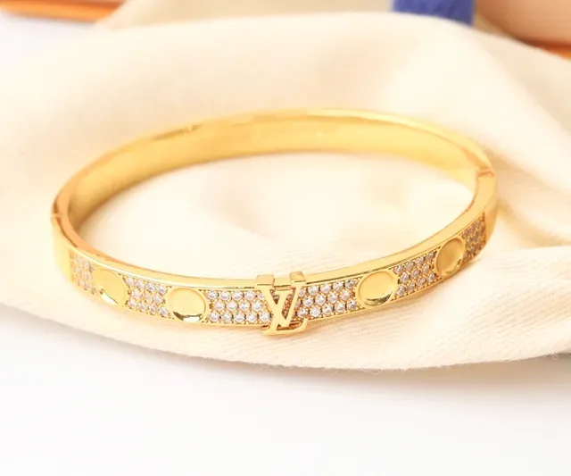 Louis Vuitton Pavé Crystal LV Monogram Bangle Bracelet 7