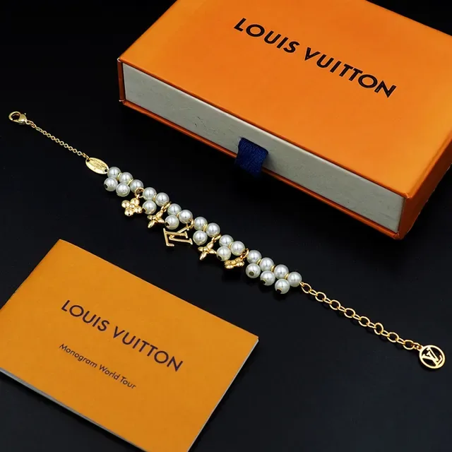 Louis Vuitton Pearl and LV Monogram Charm Bracelet 8