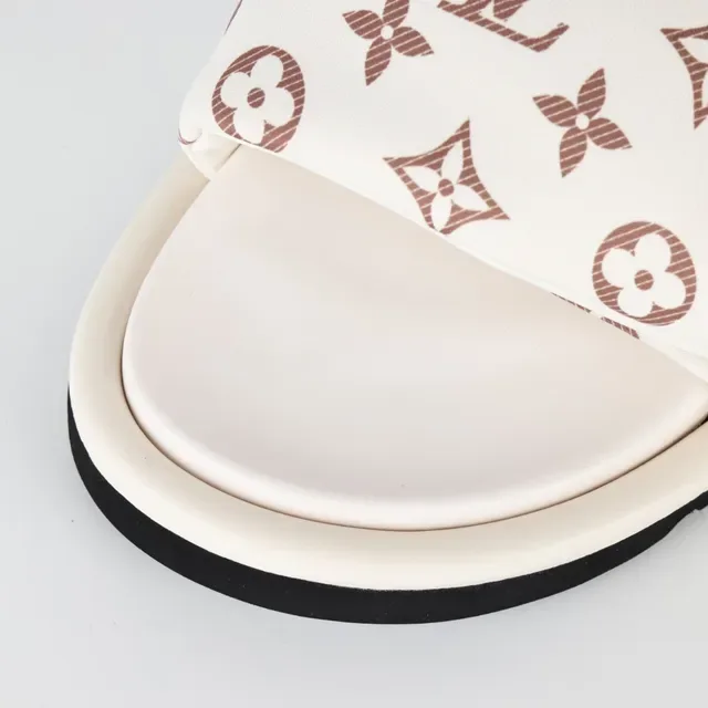 Louis Vuitton Run Away beige marron Monogram-Print tissu sangle rembourrée pantoufles 5
