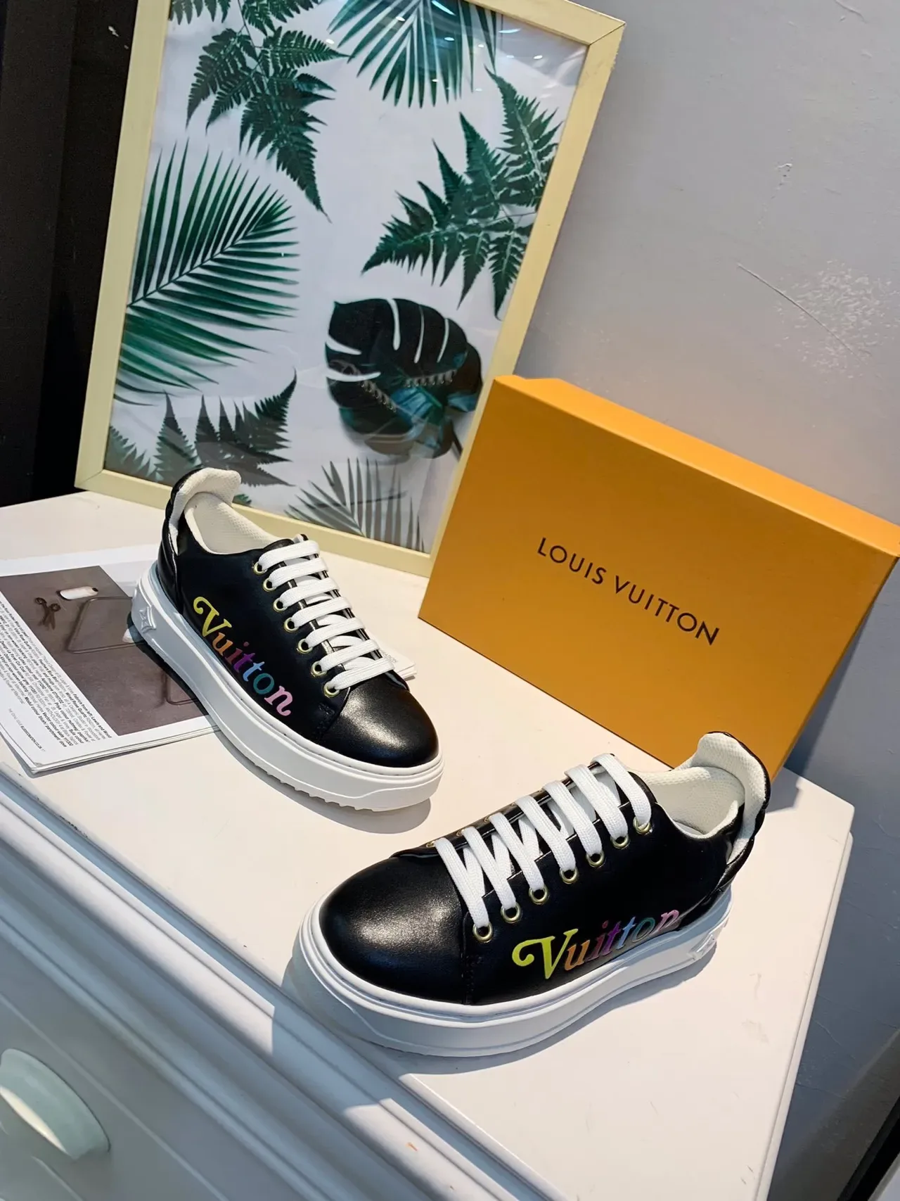 Louis Vuitton Run Away Black Rainbow Script Lifestyle Sneakers 3