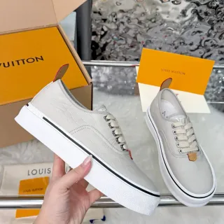 Louis Vuitton Run Away Gris Blanco Cuero Croc Embossado Suela Plataforma Zapatillas Lifestyle