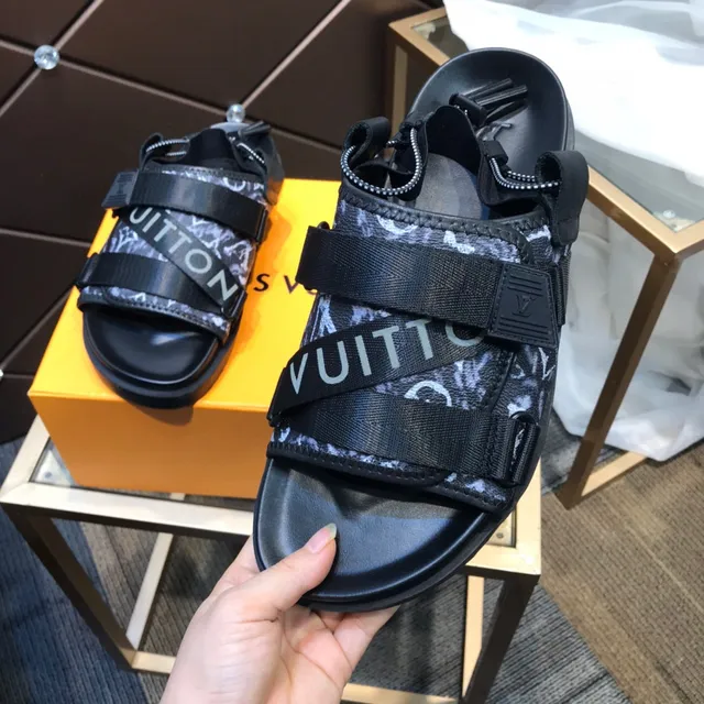 Louis Vuitton Run Away Monogram-Print Black Casual Sandals 4