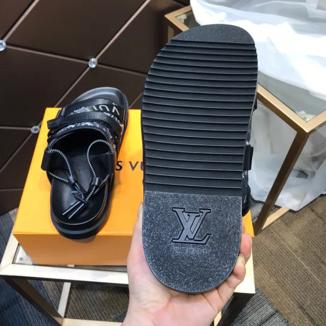 Louis Vuitton Run Away Monogram-Print Black Casual Sandals 5